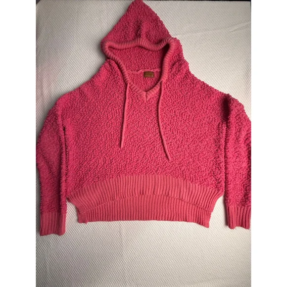 Women's POLIM Pink Textured Hoodie Sweater Size M - Picture 2 of 6